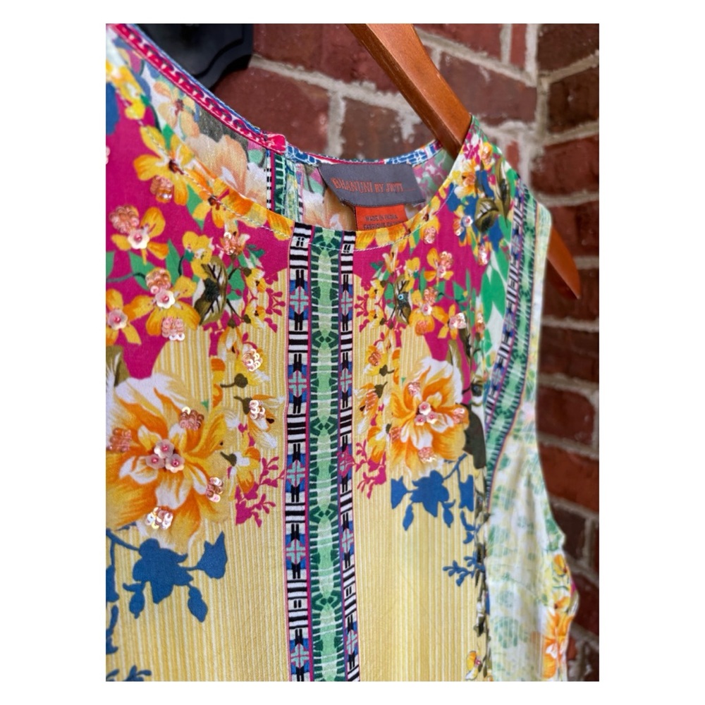 NWOT Anthropologie Bhanuni By Jyoti Mixed Print Beaded Top Size XS - Picture 8 of 15